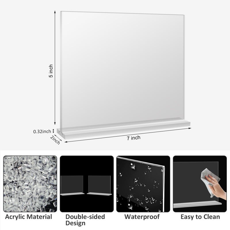 Douildhaiy Acrylic Picture Frame 5x7 inches, 4 Pack Clear Plastic Picture Frames Holder Standing,Double Sided Picture Desktop Display for Photo Home Office - Horizontal - Image 2